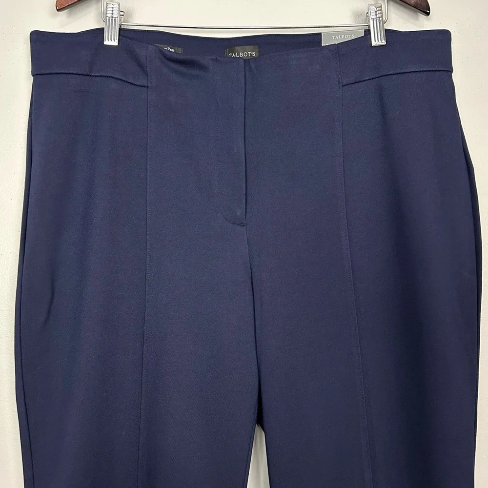 Talbots Providence Flare Pants Women’s Size 18W Stretch Herringbone Knit Navy